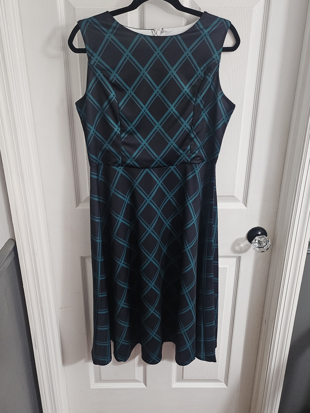 Sleeveless Teal Plaid Fit And Flare Dress